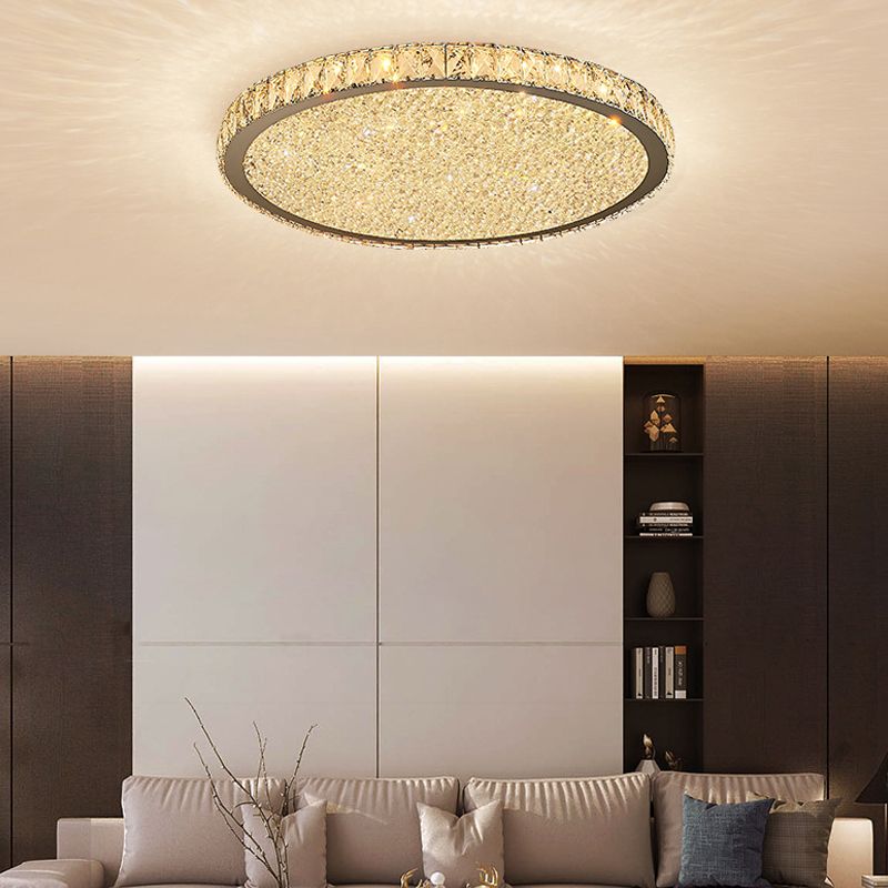 Modern Crystal Ceiling Light – Flush Mount Fixture with Sparkling Crystals