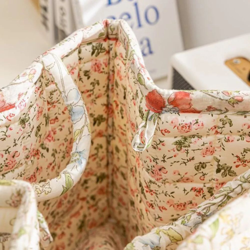 Decorative Floral Fabric Basket | Durable Storage Basket