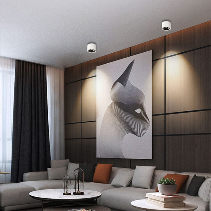 Minimalist Adjustable LED Flush Mount Ceiling Light - Round Spotlight Fixture