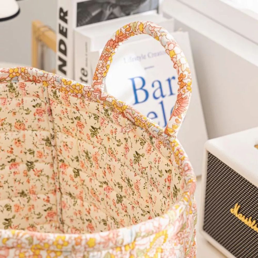 Decorative Floral Fabric Basket | Durable Storage Basket