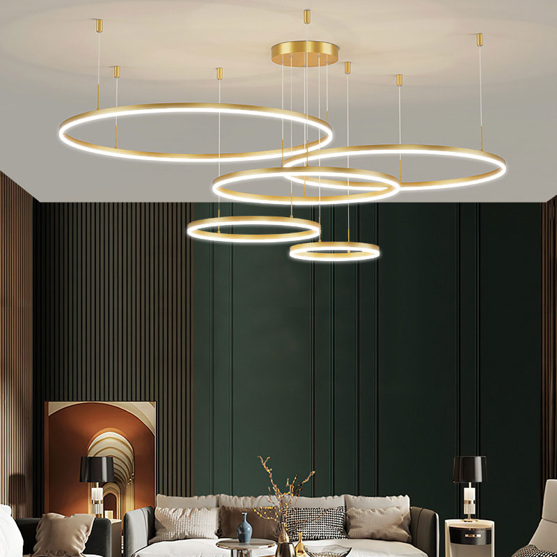 Indoor Metal Pendant Lamp – Sleek Tir-Circle Design with Adjustable Cord