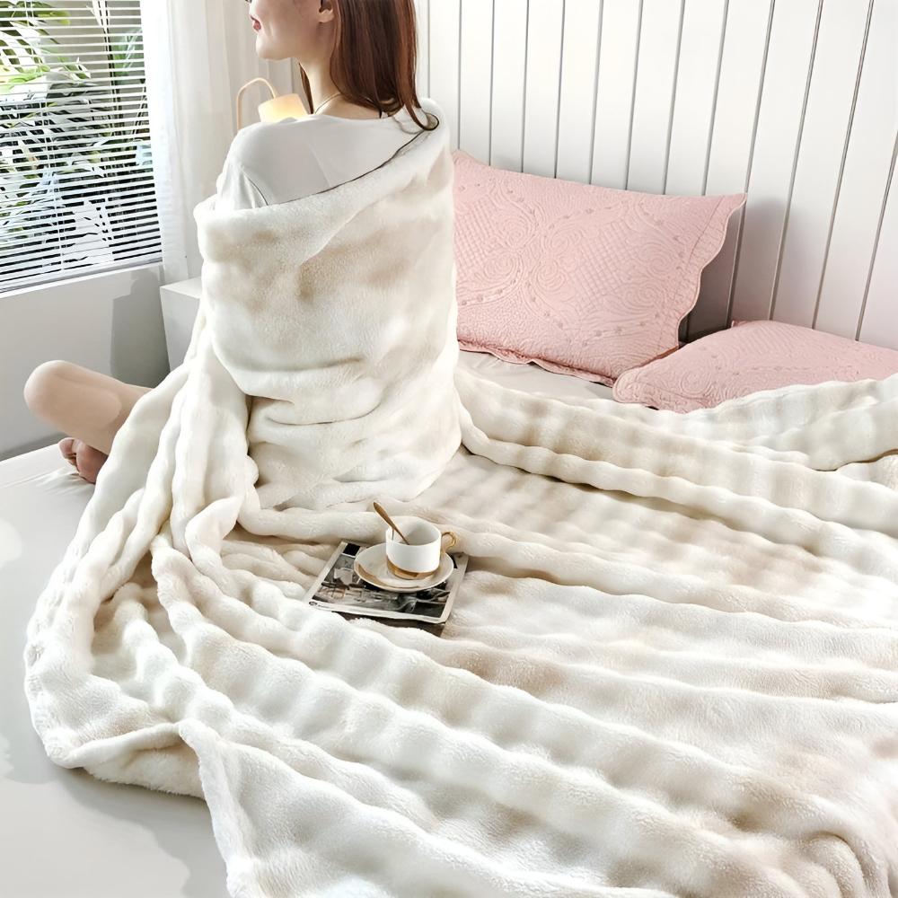 Colorful Ripple Tie-Dye Faux Fur Blanket