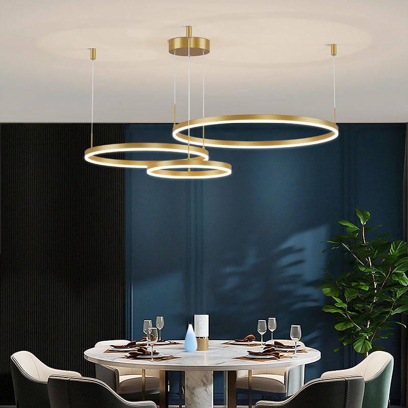 Indoor Metal Pendant Lamp – Sleek Tir-Circle Design with Adjustable Cord