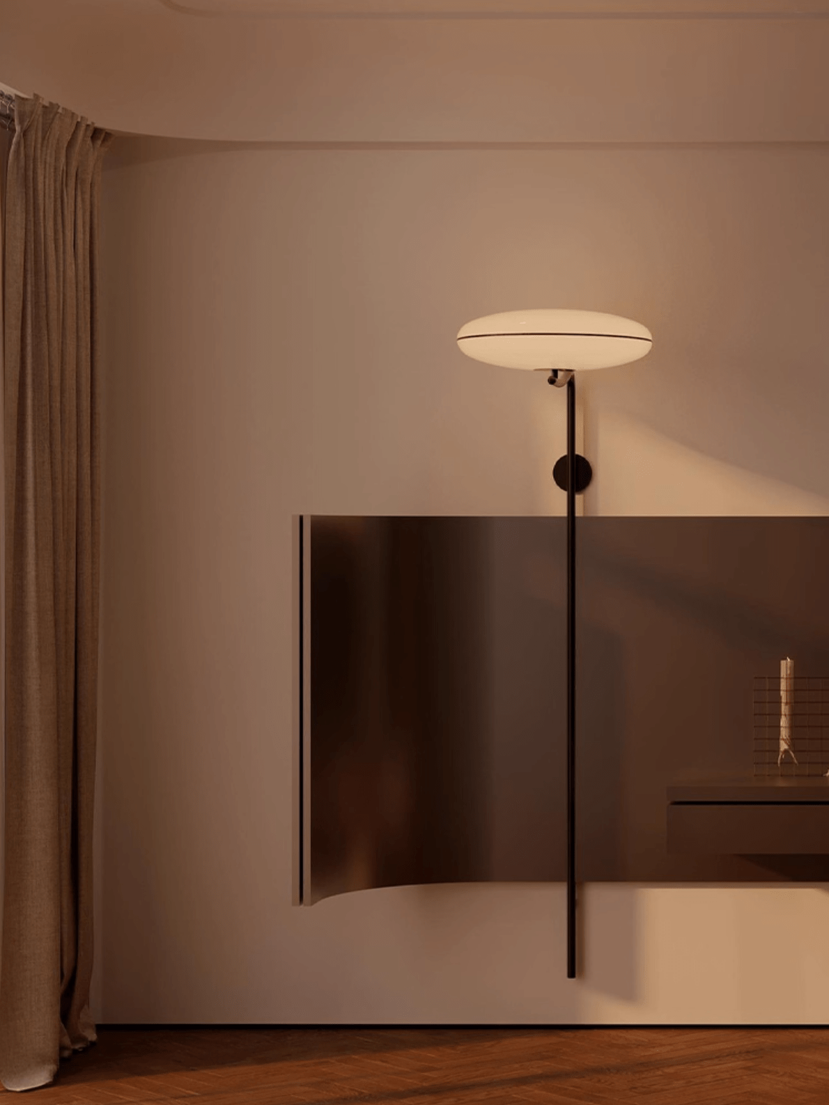 Minimalist LED Arc Wall Lamp – Plug-in Sconce With Circular Opal Shade
