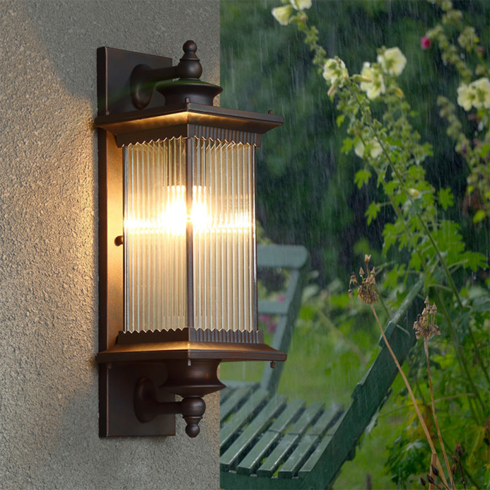 Outdoor Wall Lamp with Rectangular Retro Housing