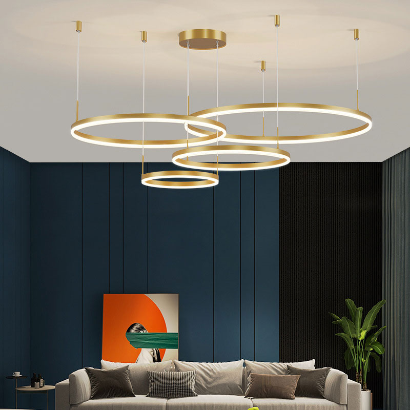 Indoor Metal Pendant Lamp – Sleek Tir-Circle Design with Adjustable Cord