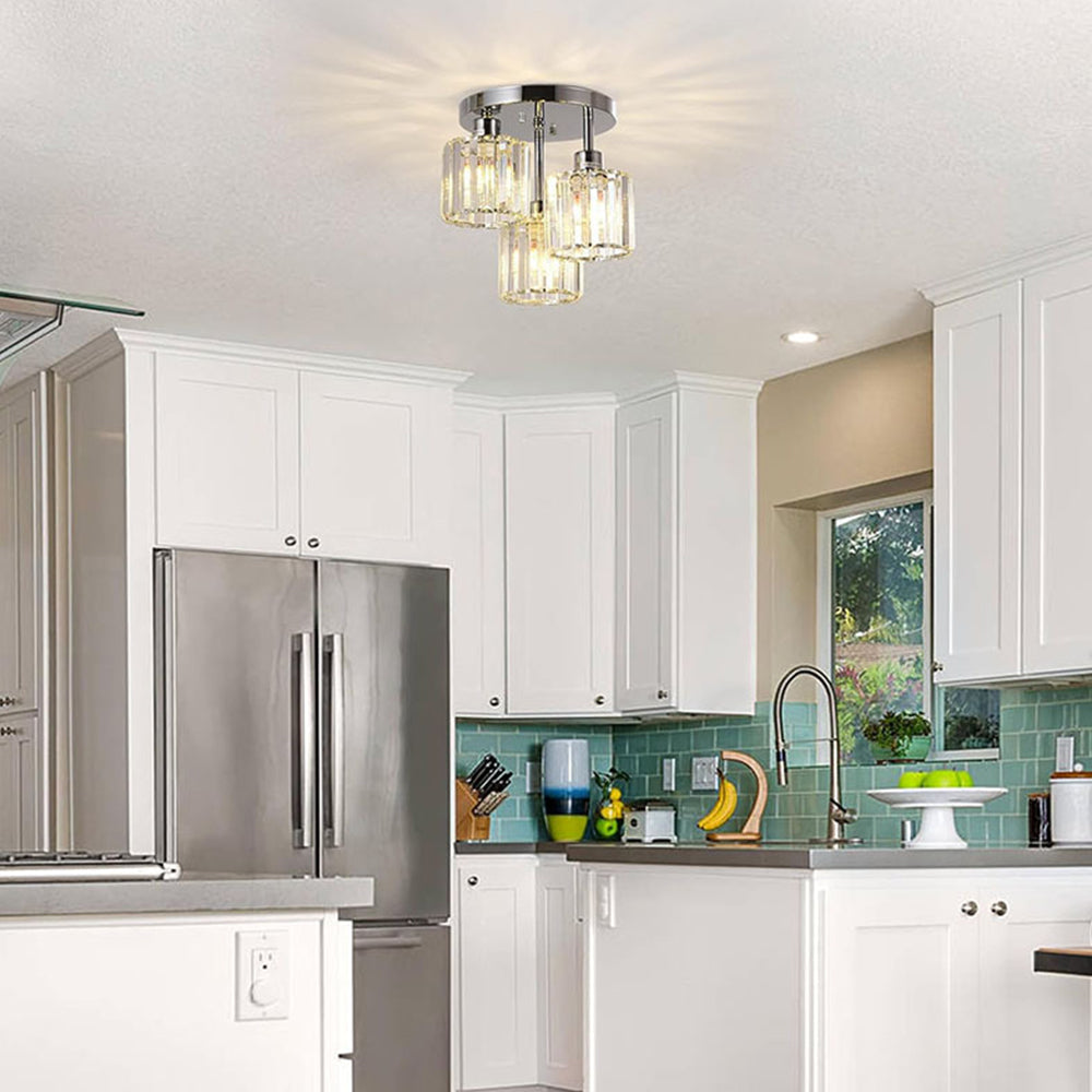 Elegant Modern Crystal Ceiling Lights – Semi-Recessed Design