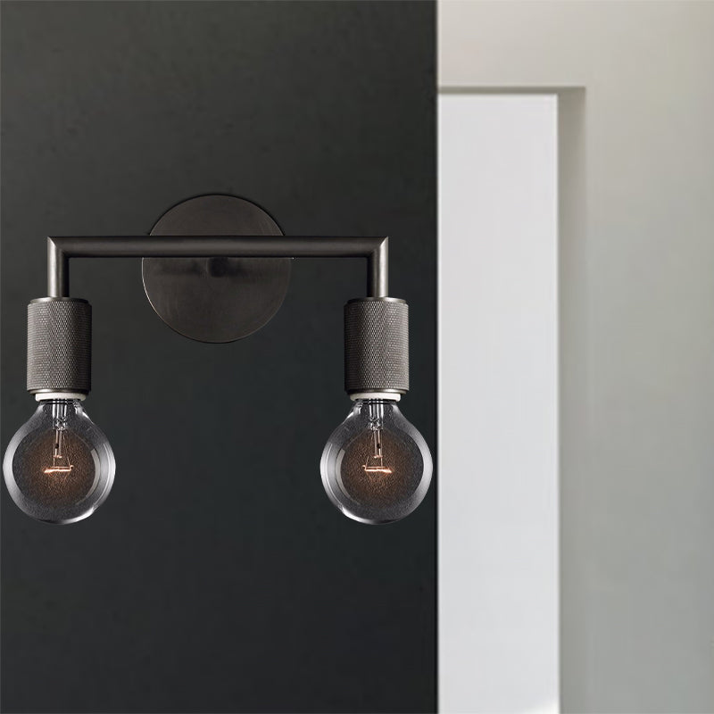 Modern Brass Wall Light Sconce with Double Bulbs | Metal Fixture