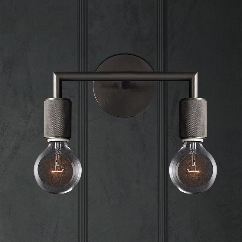 Modern Brass Wall Light Sconce with Double Bulbs | Metal Fixture