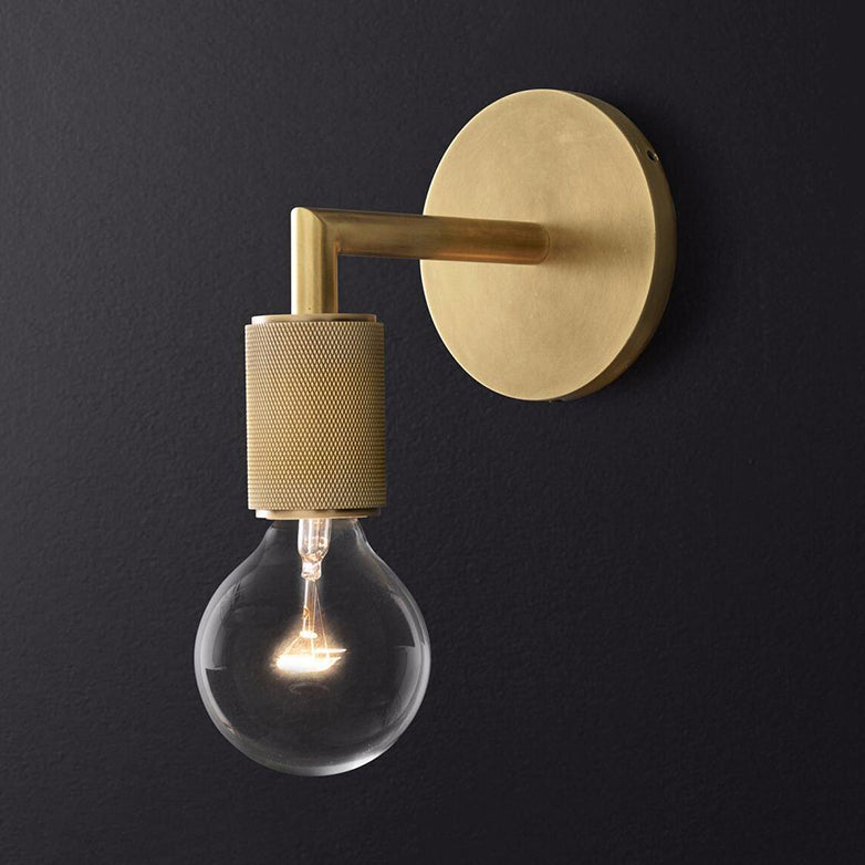 Modern Brass Wall Light Sconce with Double Bulbs | Metal Fixture