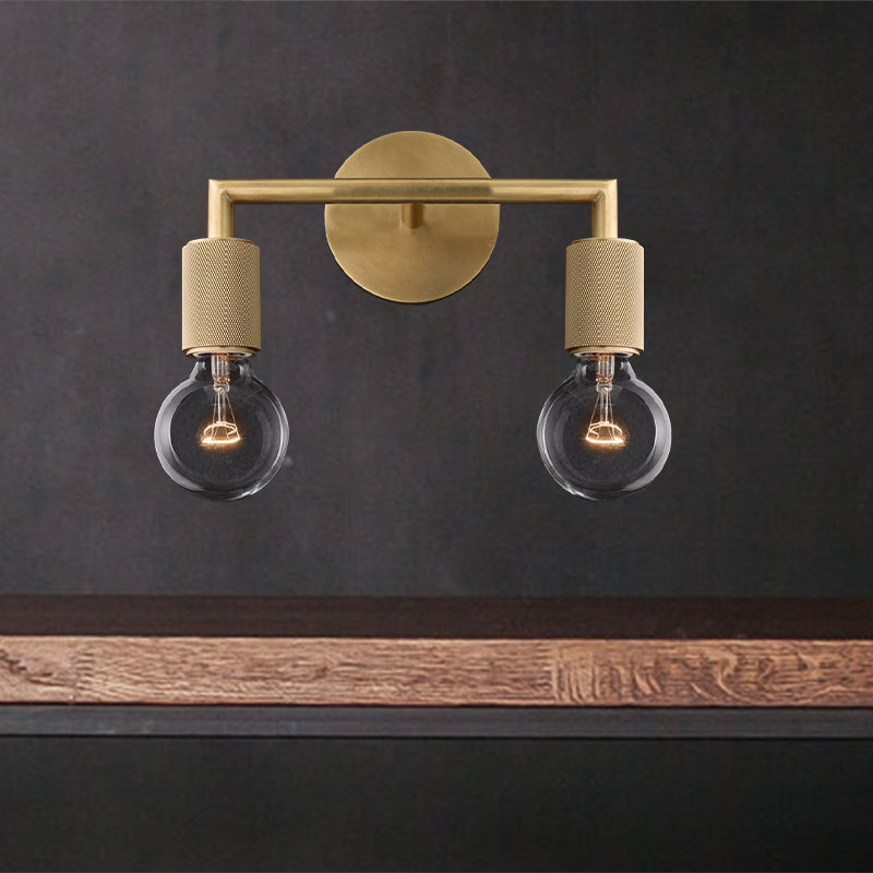 Modern Brass Wall Light Sconce with Double Bulbs | Metal Fixture