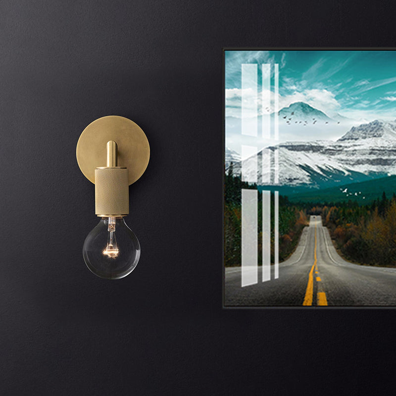 Modern Brass Wall Light Sconce with Double Bulbs | Metal Fixture