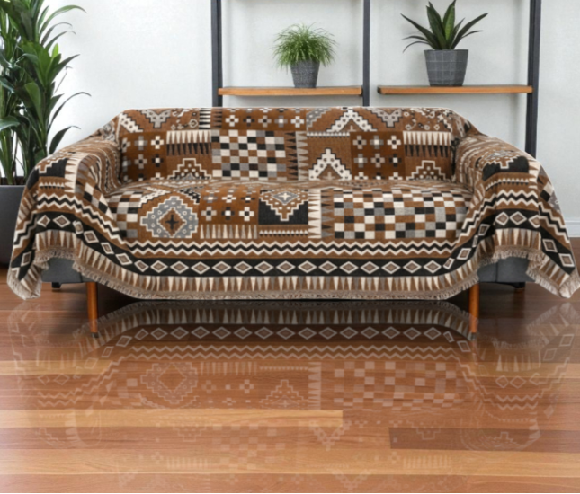 Decorative and Durable Sofa Throw - Slipcover in Tribal Pattern