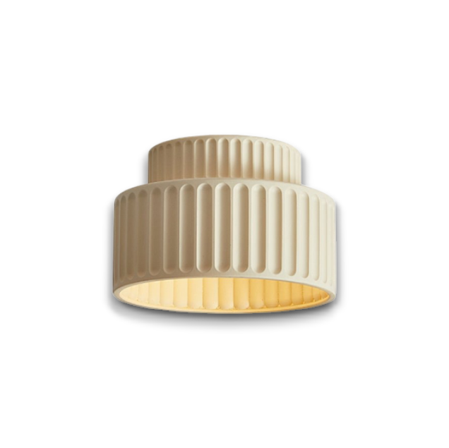 Cream Fabric Drum Ceiling Lamp - Vintage Semi-Flush Mount Fixture
