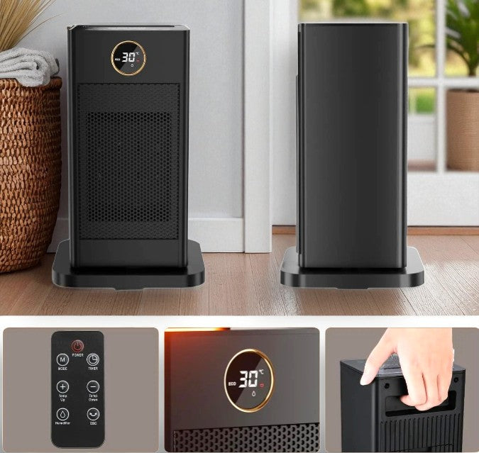 Remote Control Electric Fan Heater 1500W with Humidifier and Ambient Light