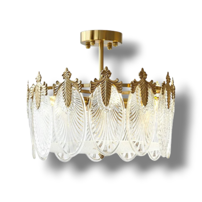 Etched Glass Round Chandelier – Modern Decorative Ceiling Light