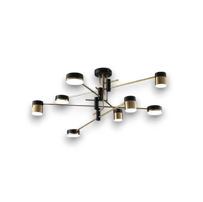 Black and Gold Metal LED Ceiling Light - Modern Flush Mount Fixture