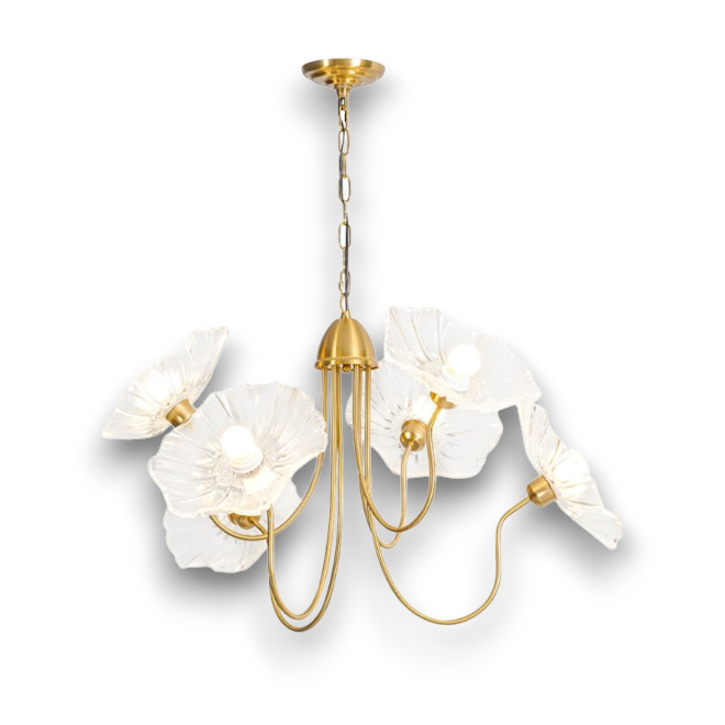 Artistic Glass Chandelier – Lotus Leaf Shape Hanging Ceiling Lamp