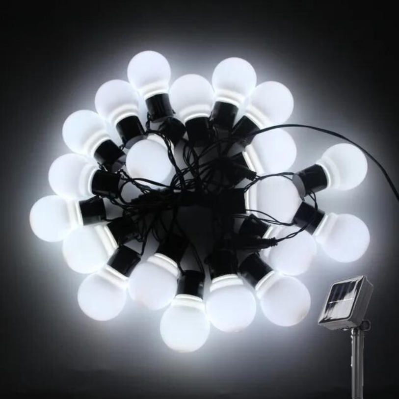 Solar Outdoor Festoon String Lights – Warm White Glow for Gardens & Patios