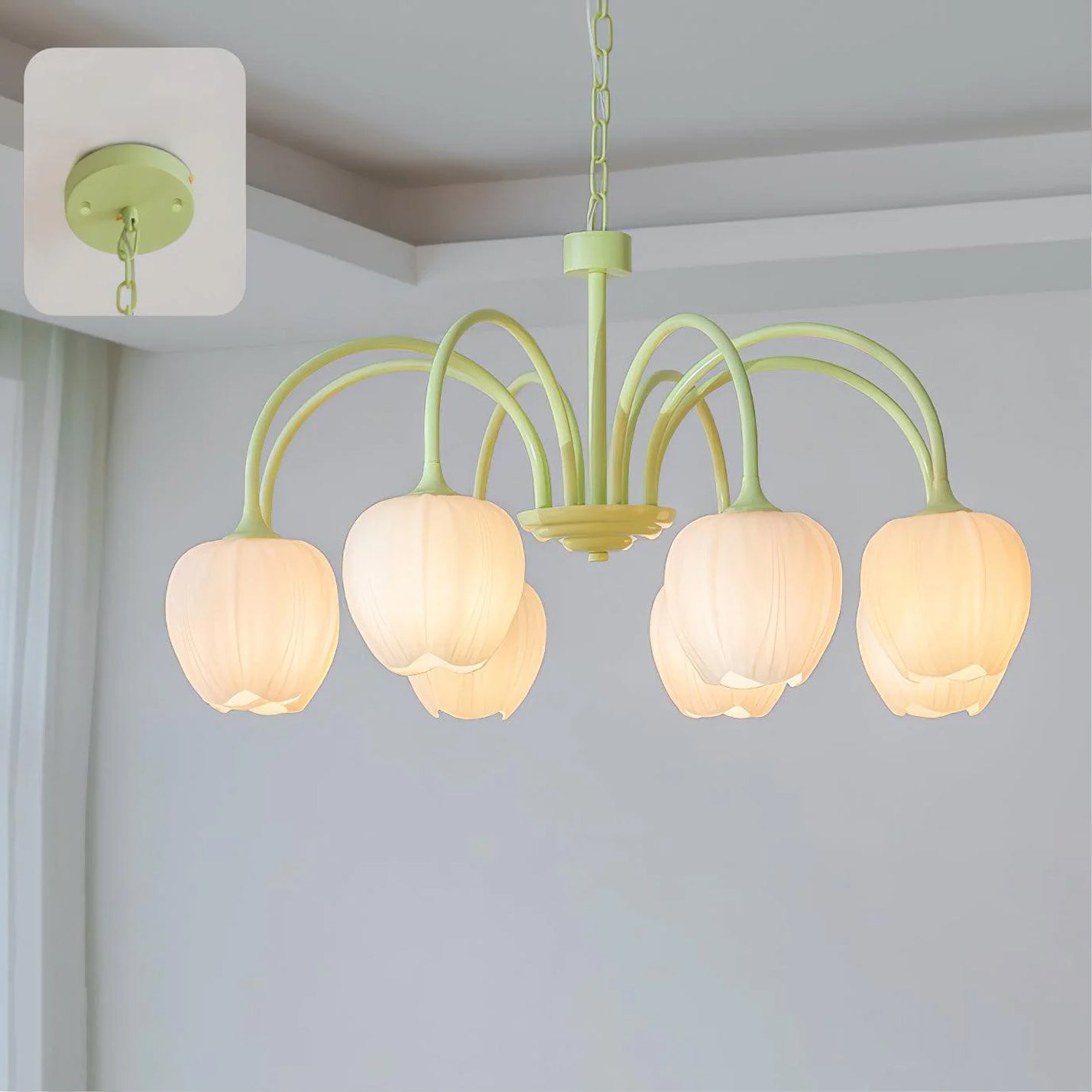Tulip Matcha Pendant Chandelier – Stylish Lounge Hanging Light