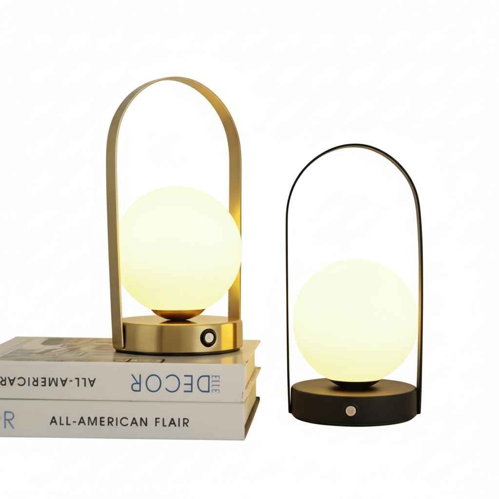 Modern Globe LED Table Lamp – Wireless and Rechargeable