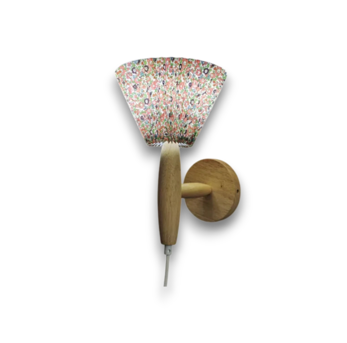 Pleated Fabric Shade Wall Sconce - Nordic Wooden Wall Lamp