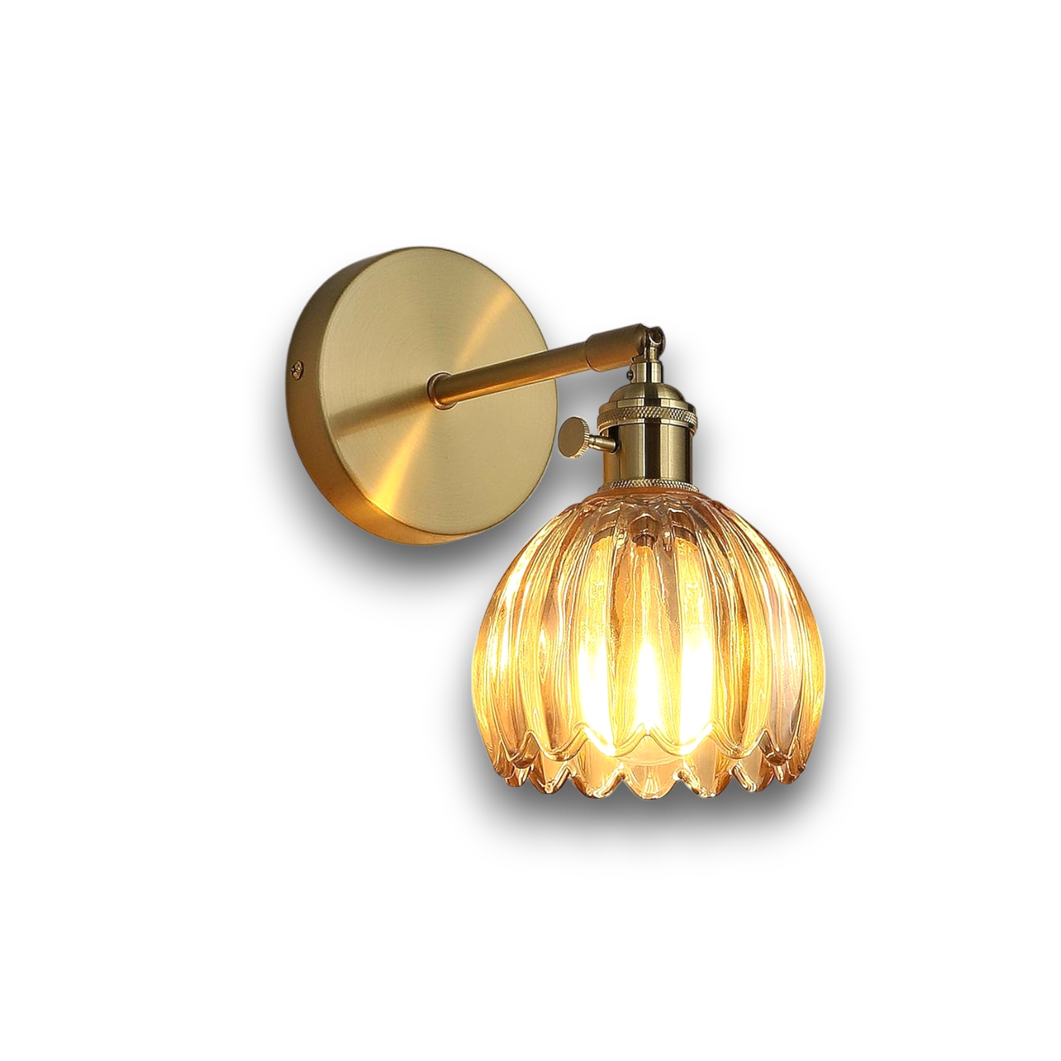 Vintage Tulip Glass Wall Light – 180° Adjustable Brass Sconce