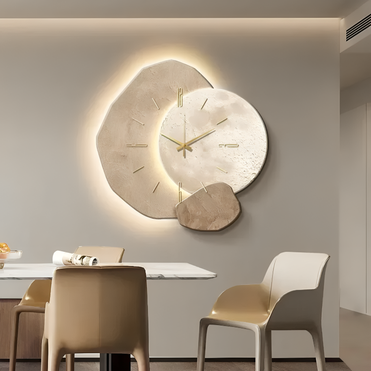 Illuminated Wooden Wall Clock – Modern LED Light Feature for Home