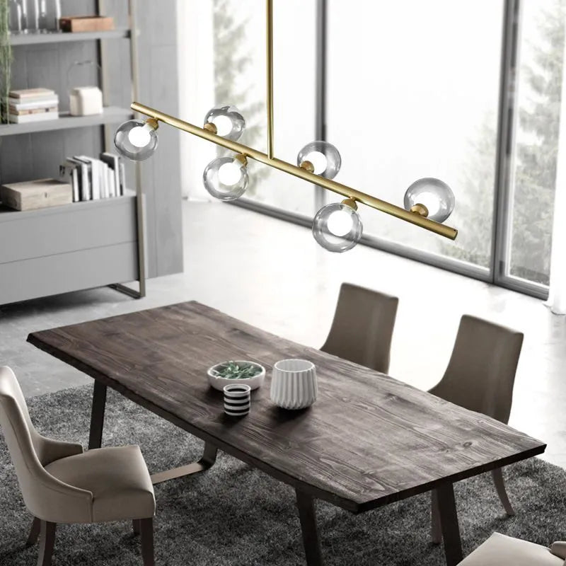 Nordic Linear Pendant Light – Bubble Glass Shades, Modern Design