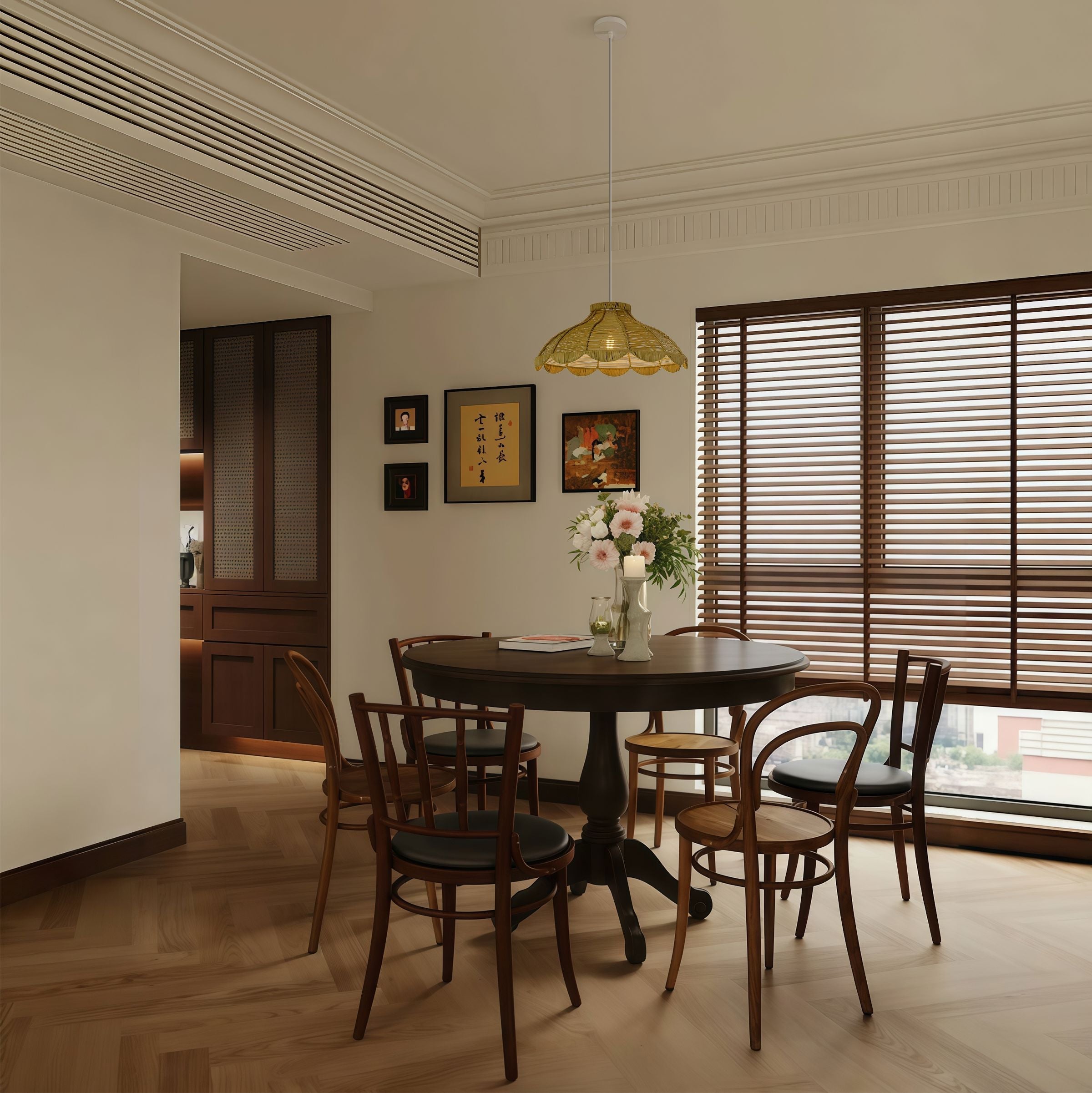 Petal-Shaped Rattan Pendant Light – Natural Ceiling Light Fixture