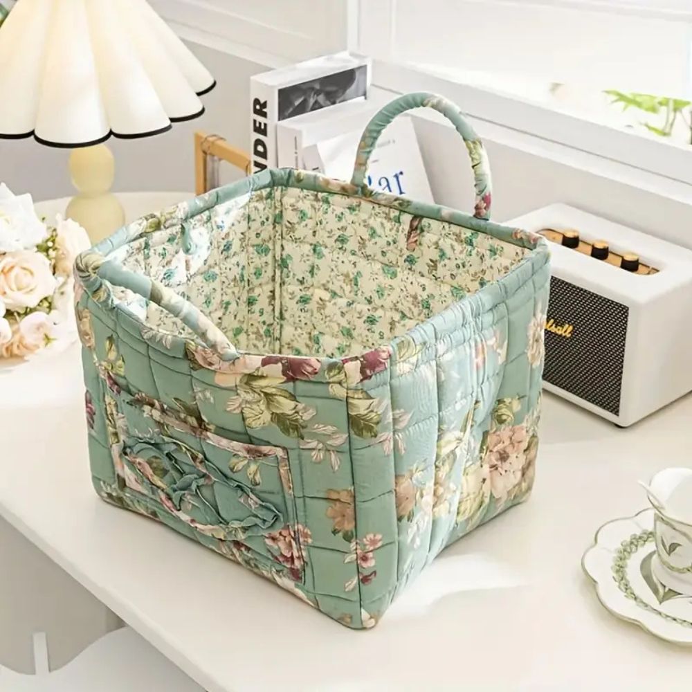 Decorative Floral Fabric Basket | Durable Storage Basket