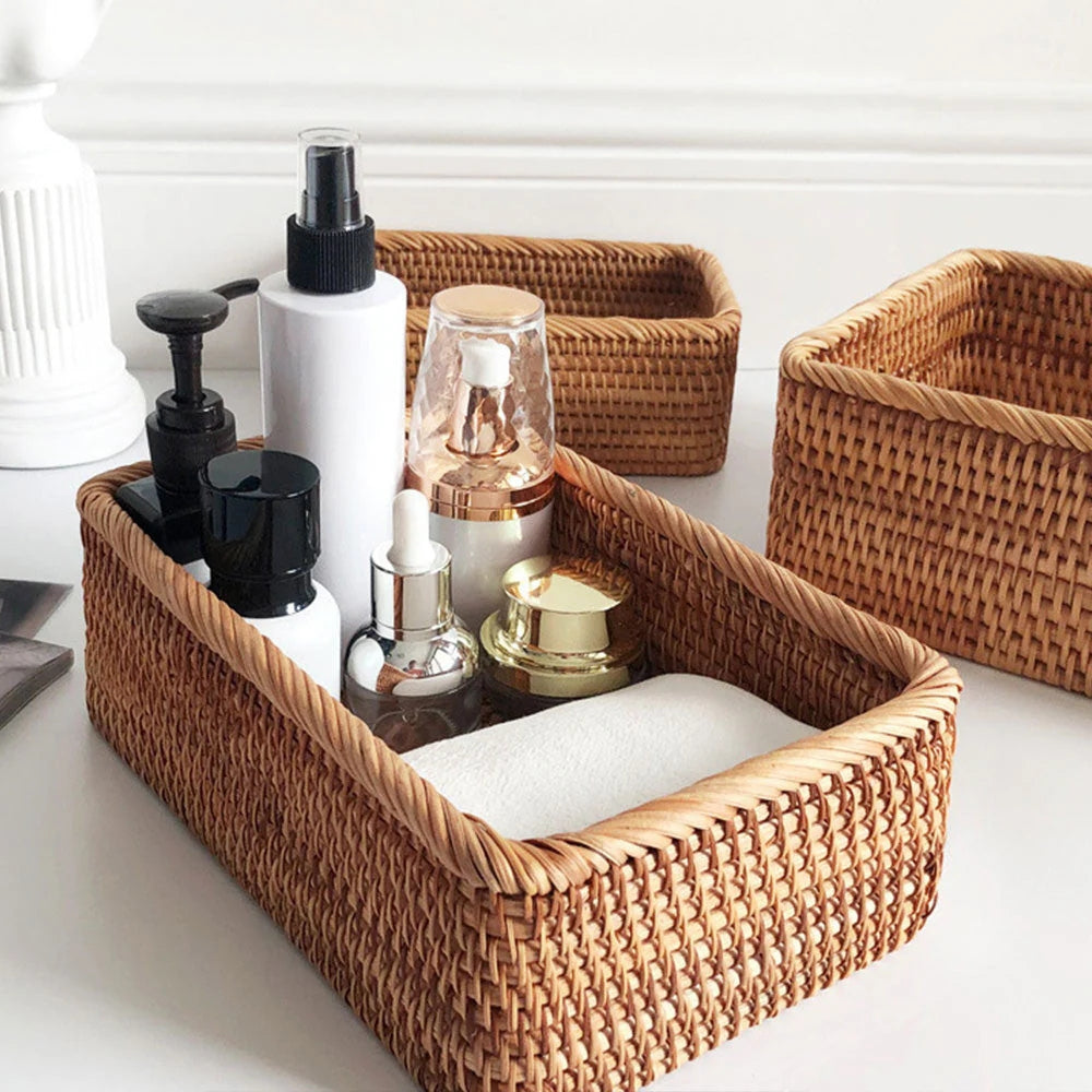 Rectangular Rattan Organizer Basket | Shelf Basket