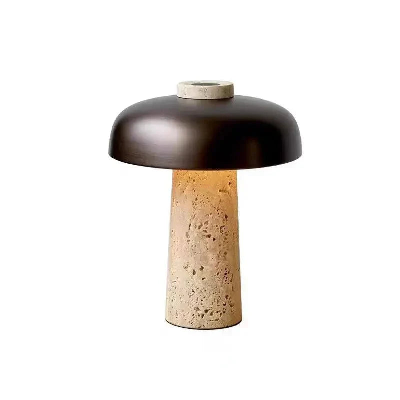 Travertine Lamp with Natural Stone Base