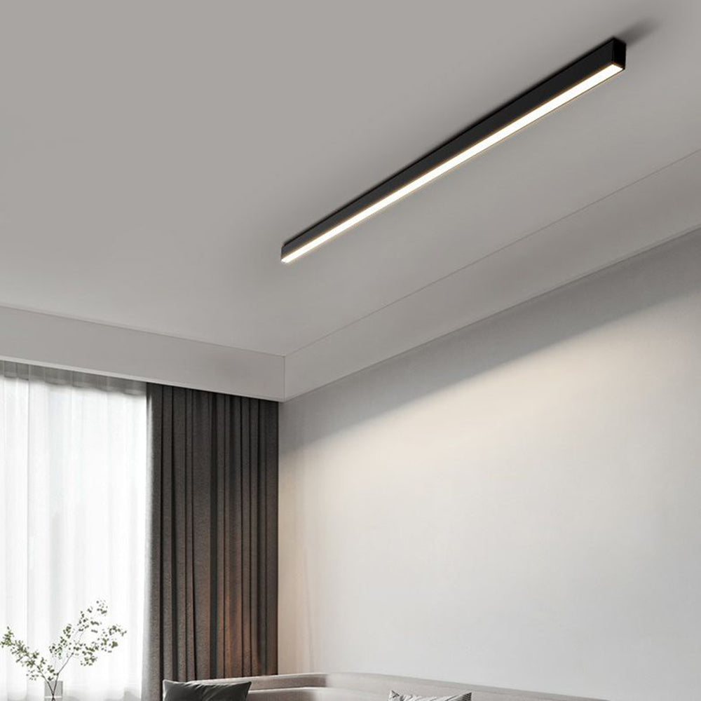 Black Linear LED Ceiling Light – Modern Minimalist Strip Lamp