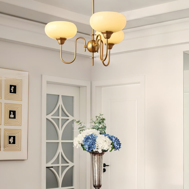 Stylish Metal & Glass Chandelier – Ambient Lighting