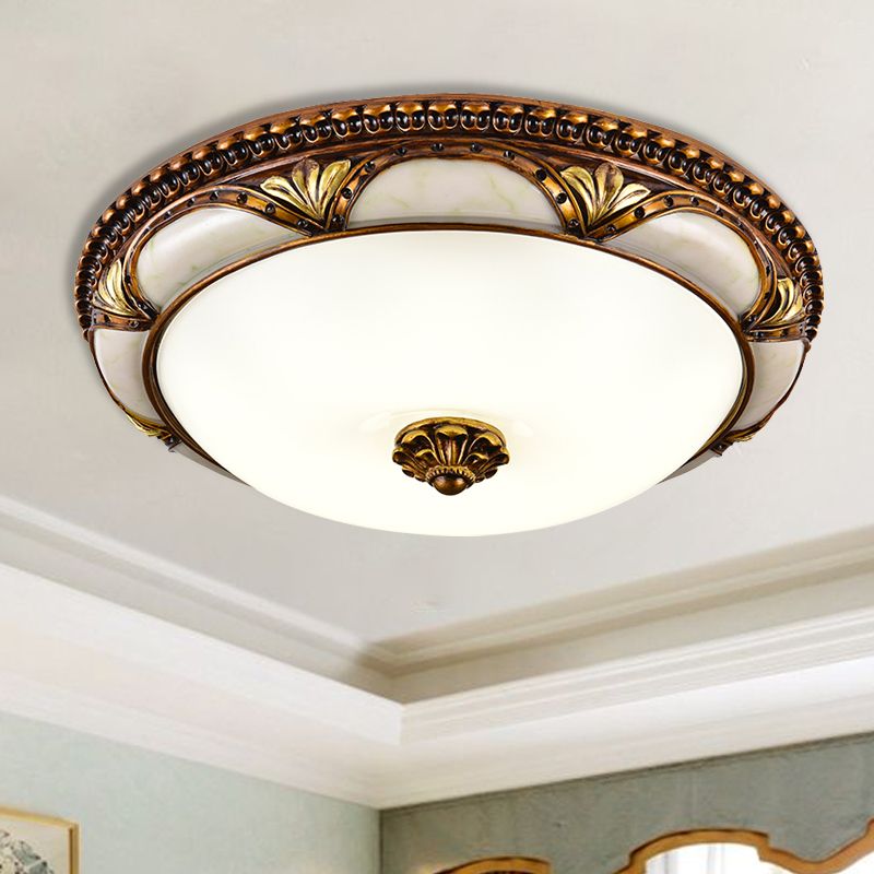 Retro Flush Mount Ceiling Light – Antique-Inspired Brass Finish