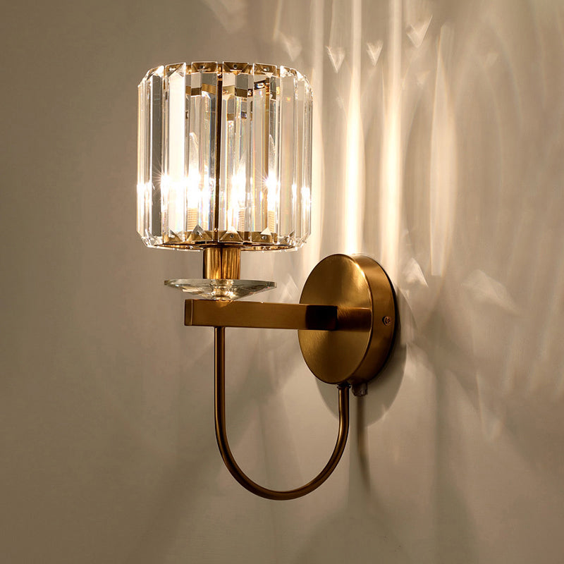Fine Crystal Wall Light – Cylindrical LED Sconce for Living Room or Hallway