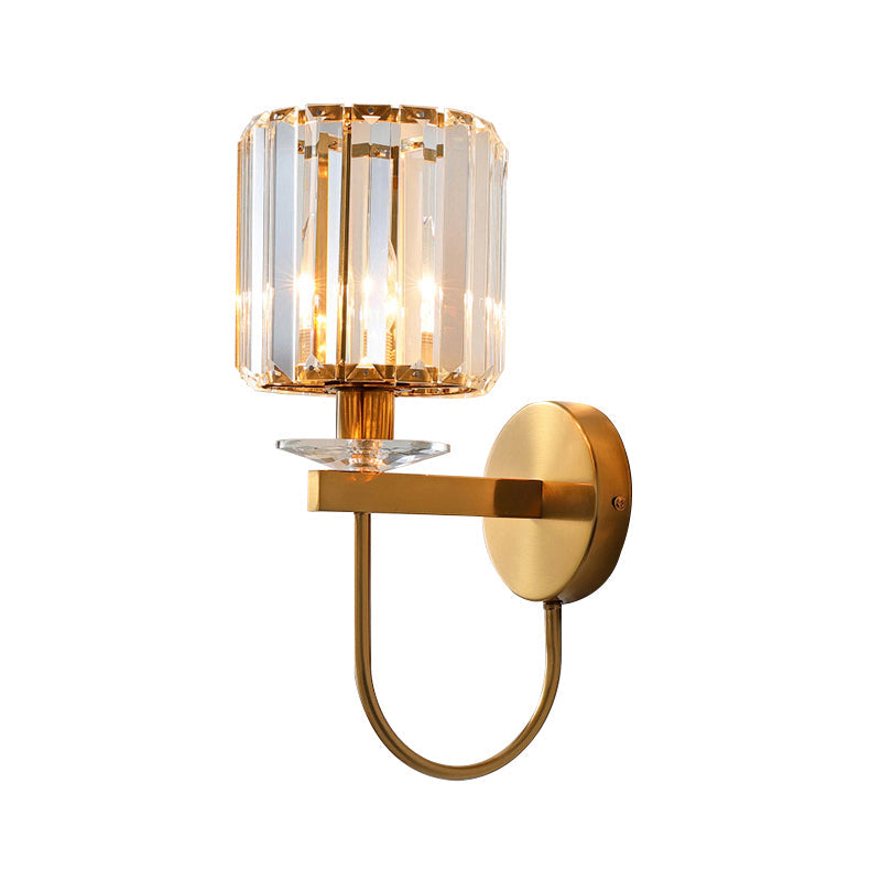 Fine Crystal Wall Light – Cylindrical LED Sconce for Living Room or Hallway