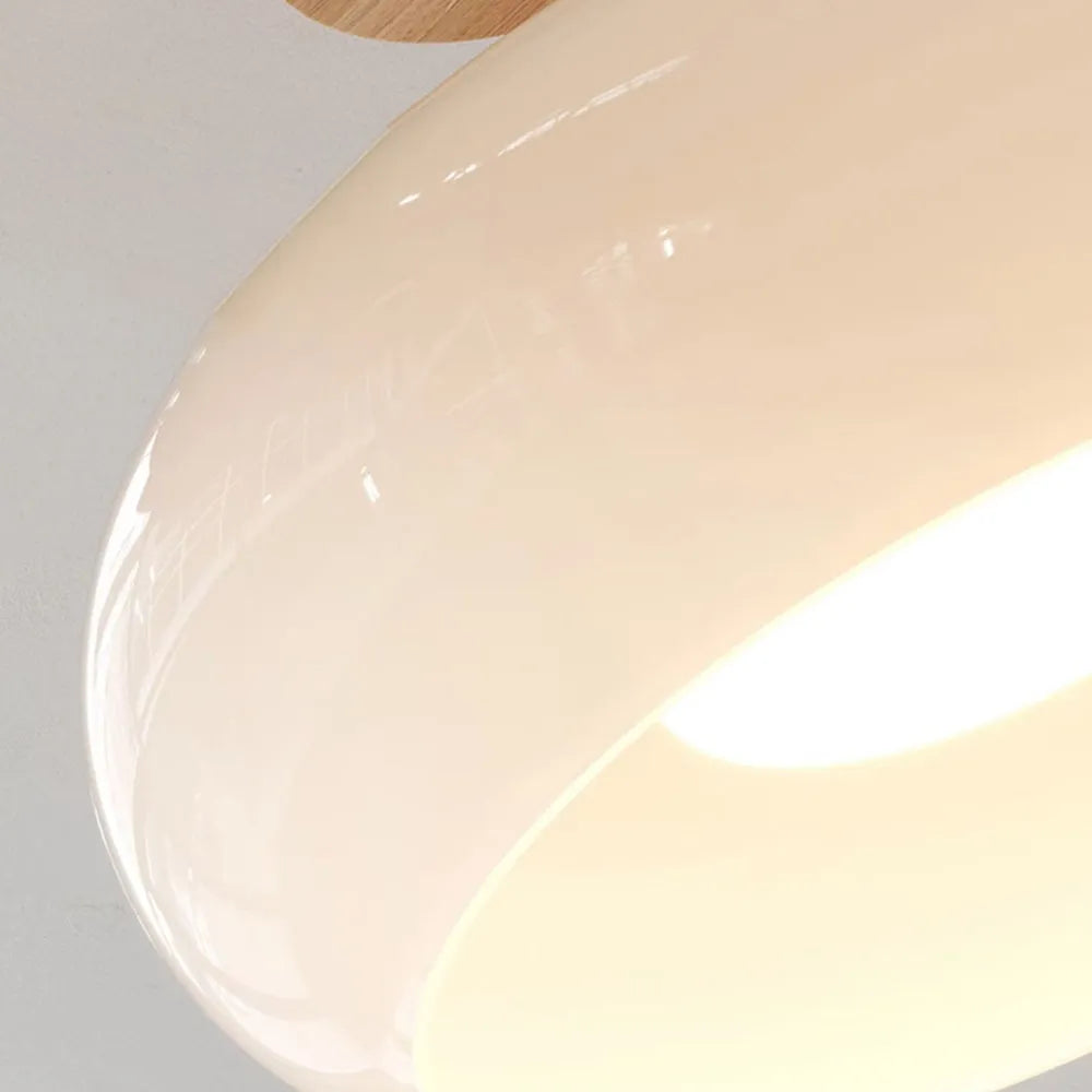 Modern Wood and Glass Flush Mount Ceiling Light