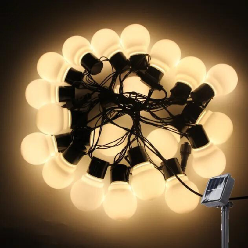 Solar Outdoor Festoon String Lights – Warm White Glow for Gardens & Patios
