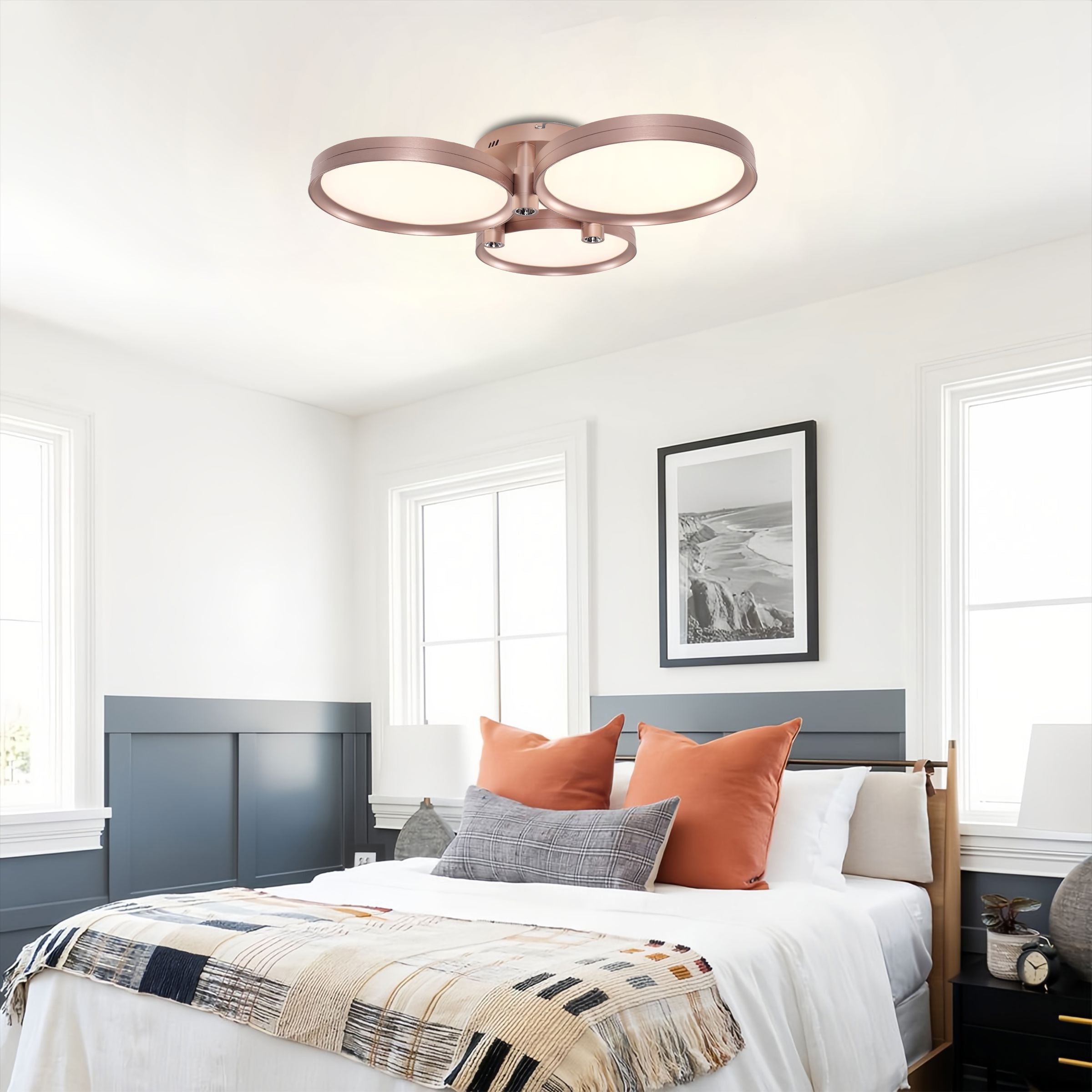 Three-Disk Full Spectrum Ceiling Light – Modern Silver & Gold Finish