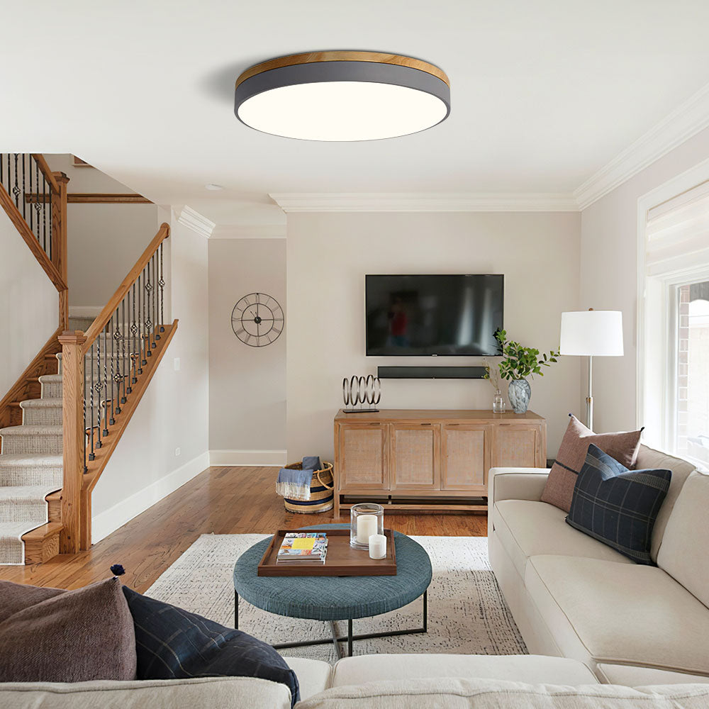 Stylish Wood Ceiling Light with Recessed LED Illumination