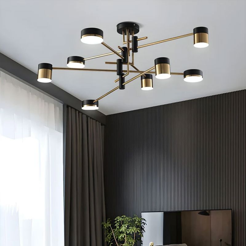 Black and Gold Metal LED Ceiling Light - Modern Flush Mount Fixture