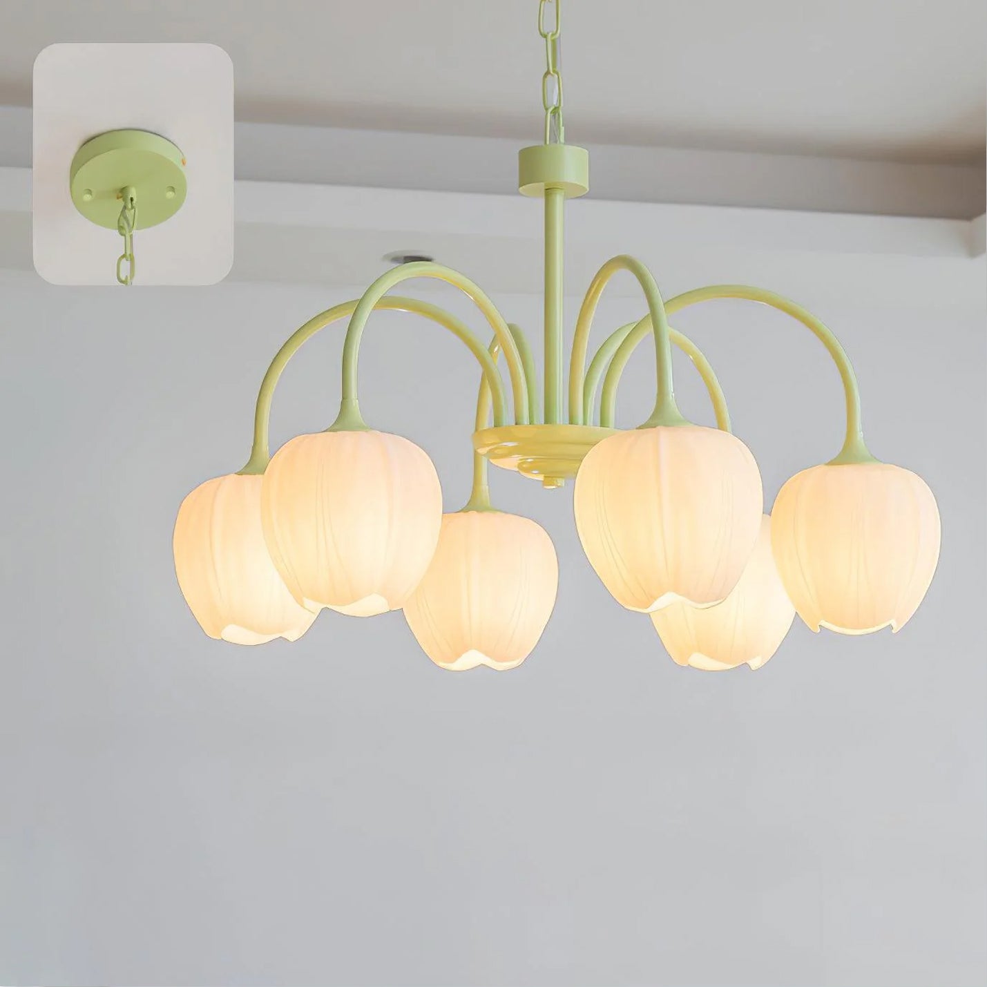 Tulip Matcha Pendant Chandelier – Stylish Lounge Hanging Light