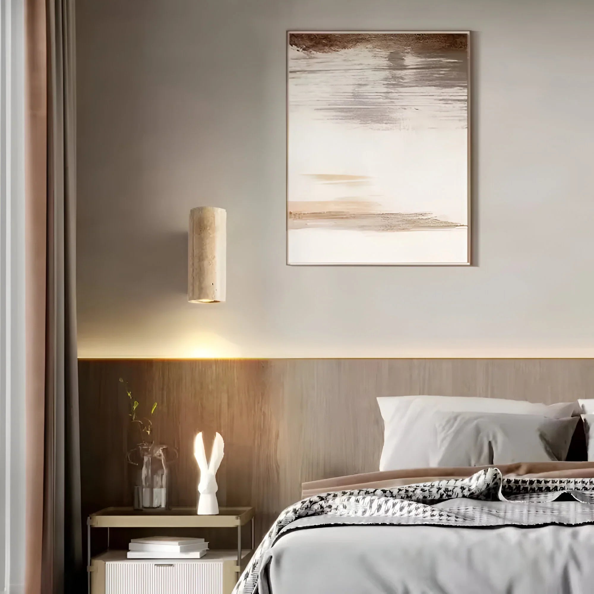 Travertine Wall Sconce – Natural Stone Light Fixture for Hallway or Bedroom
