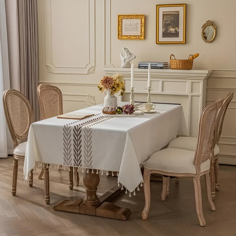 Graceful Leaves Embroidered Tablecloth