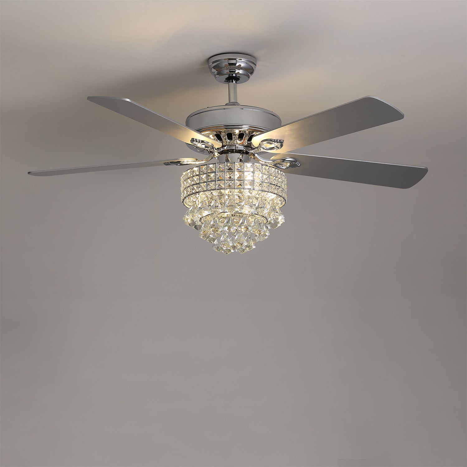 Luxury 52-Inch LED Ceiling Fan with Crystal Light Fixture & 5 Blades