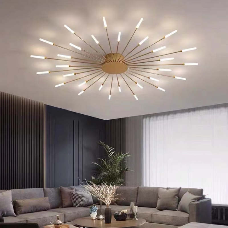 Fireworks Flush-Mount Ceiling Light – Black & Gold Modern Fixture