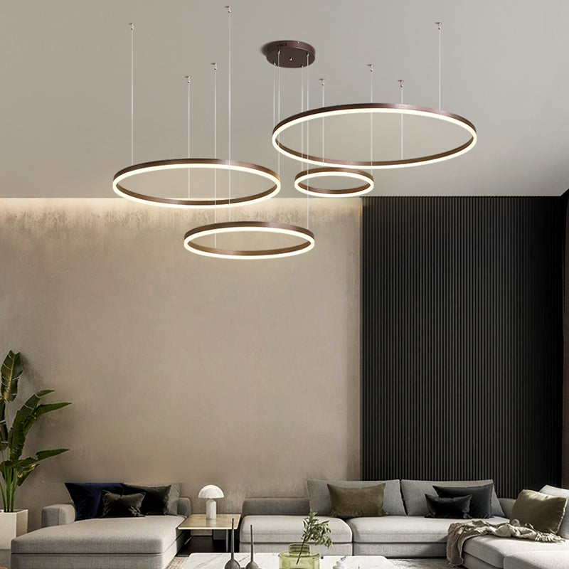 Indoor Metal Pendant Lamp – Sleek Tir-Circle Design with Adjustable Cord