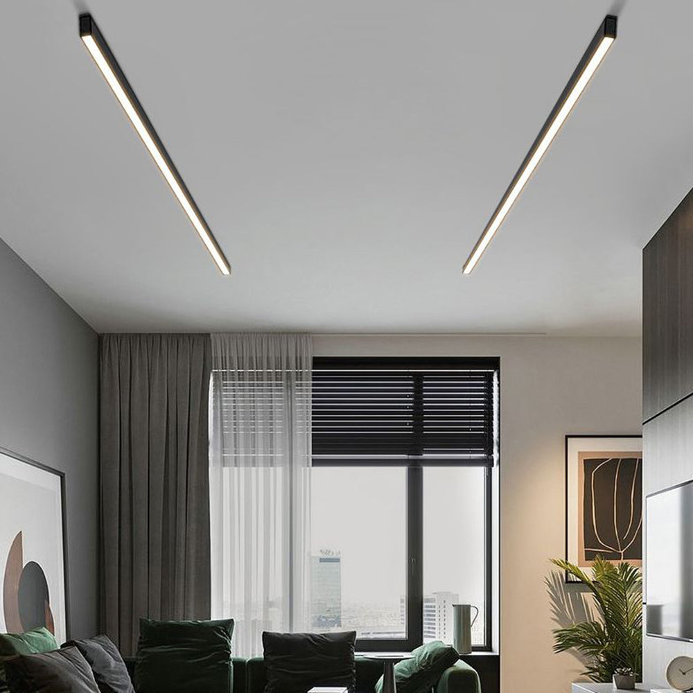 Black Linear LED Ceiling Light – Modern Minimalist Strip Lamp